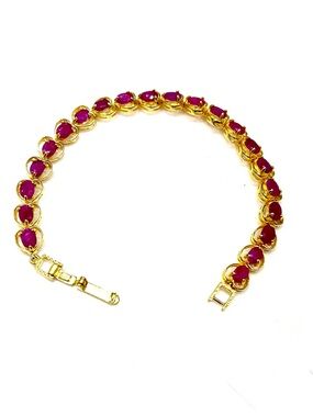 21x0.5ct Genuine Ruby 14KGP Bracelet